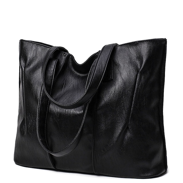  Γυναικεία Μεγάλη Τσάντα Τσάντα ώμου Τσάντα χειρός Τσάντα αγοραστή PU δέρμα Ψώνια Καθημερινά Μεγάλη χωρητικότητα Συμπαγές Χρώμα Μαύρο Κόκκινο Κρασί Γκρίζο