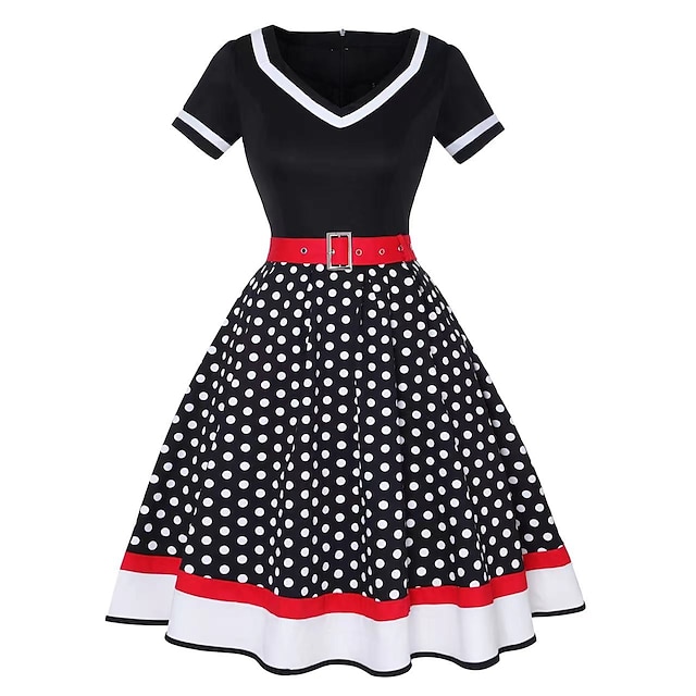 Polka Dots Retro Vintage 1950s Cocktail Dress Vintage Dress Dress Flare ...