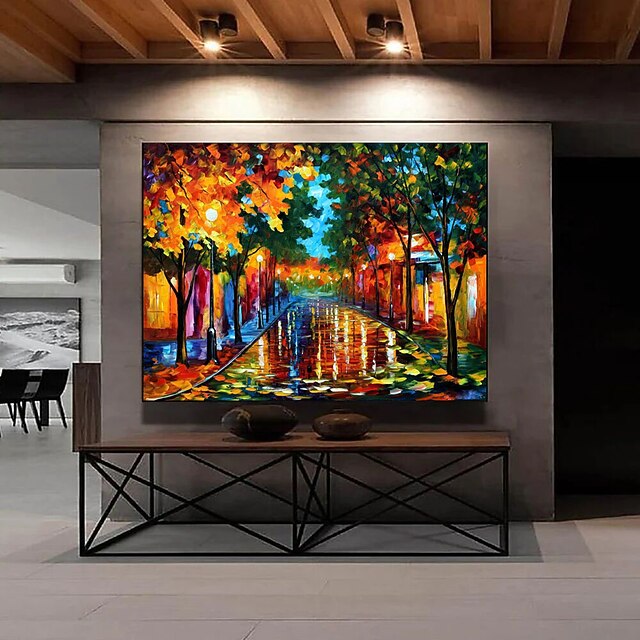 Oil Painting Handmade Hand Painted Wall Art Modern Abstract City lover