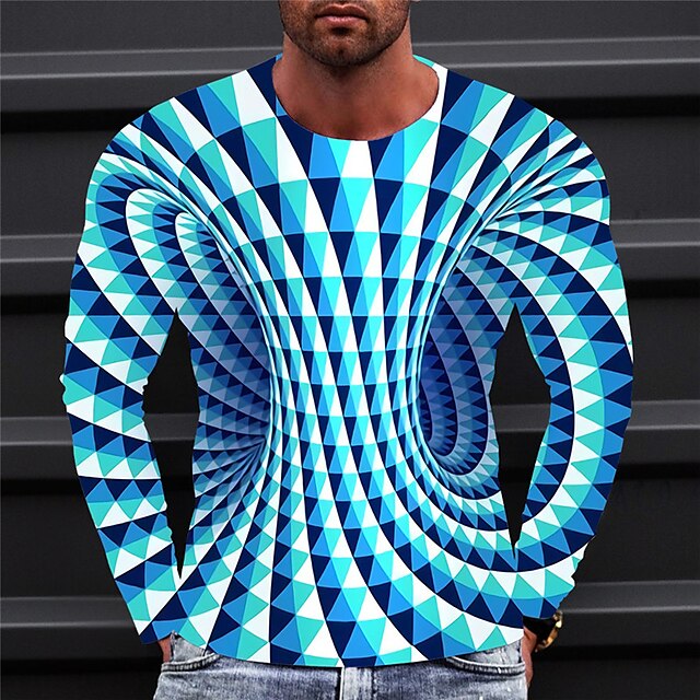 Men's T shirt Tee Optical Illusion Graphic Prints Crew Neck A B C D E ...