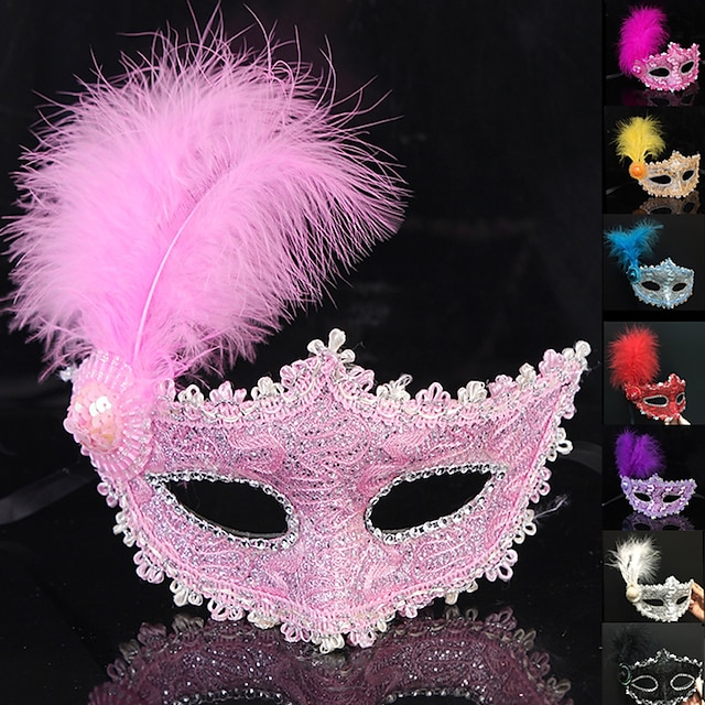  maschera da principessa maschera veneziana maschera in maschera maschera di piume mezza maschera per adulti donna femminile vintage festa di halloween carnevale travestimento facile costumi di