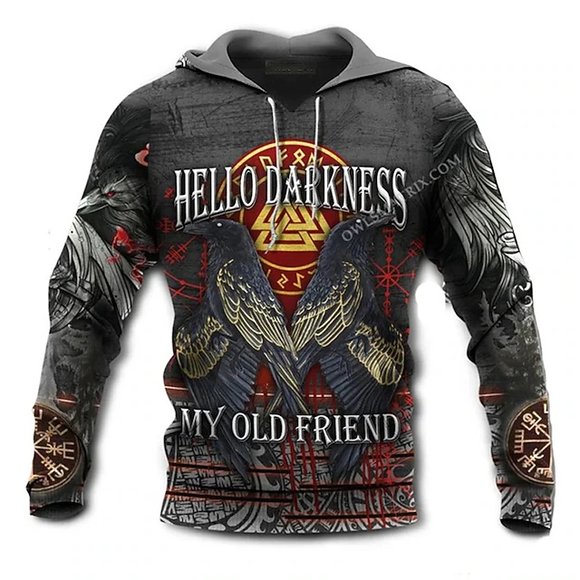 Men's Animal Graphic Prints Eagle Hoodie Hoodies Sweatshirt Streetwear Designer Long Sleeve Hooded Daily Sports Dark Gray Print Spring &  Fall Designer3