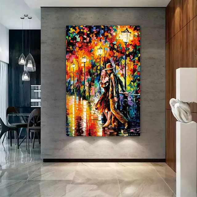 Handmade Hand Painted Oil Painting Wall Modern Abstract Lover Painting Pattle Knife Art Canvas Painting Home Decoration Decor Rolled Canvas No Frame Unstretched 7