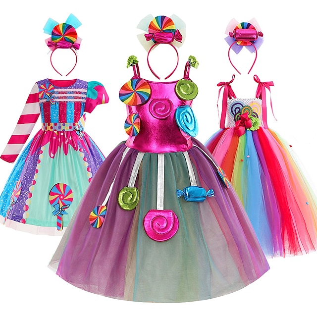 las niñas vestido de arco iris candyland princesa de cuento de hadas vestido  de niña de