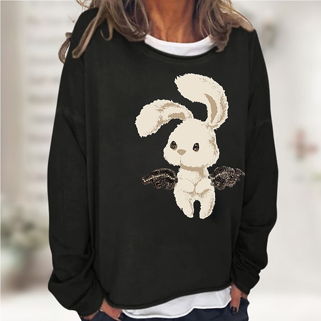  חיה ארנב Bunny טרנינג סוודר צווארון אנימה 3D קלאסי סגנון רחוב עבור בגדי ריקוד נשים מבוגרים הדפסת תלת מימד יום יומי\קז'ואל
