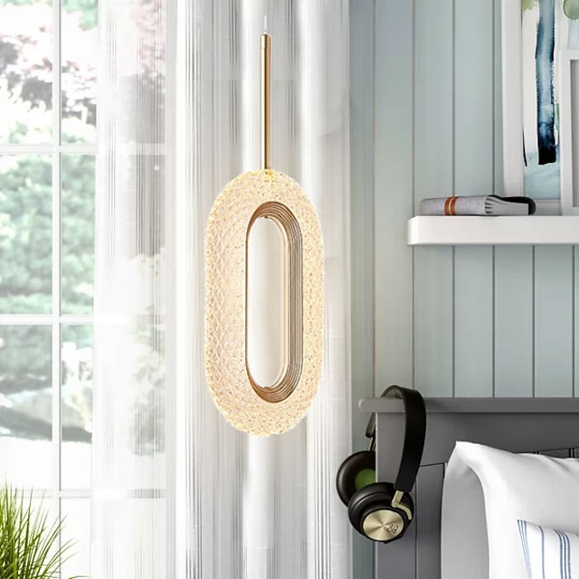  krystal pendel, 1-lys moderne pendel, 8W dæmpbar led loft hængende lampe til køkkenø soveværelse spisestue