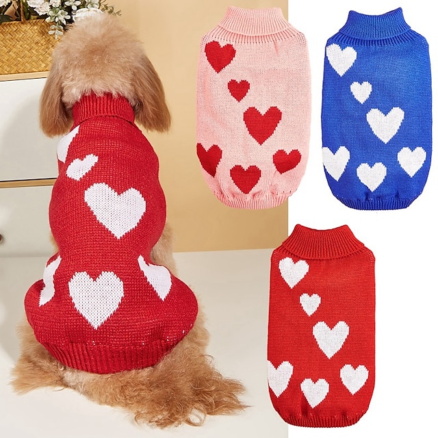  maglione del cappotto del cane vestiti del cucciolo amore principessa romantico dolce giorno di san valentino casual quotidiano inverno vestiti del cane vestiti del cucciolo abiti del cane caldo rosa