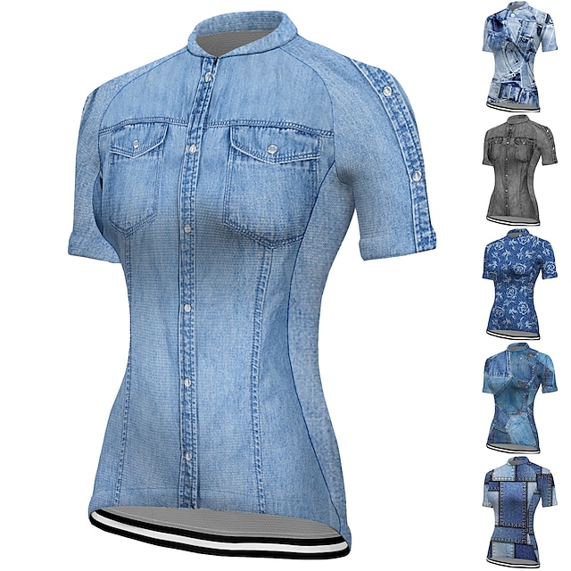  21Grams Mulheres Camisa para Ciclismo Manga Curta Moto Blusas com 3 bolsos traseiros Ciclismo de Montanha Ciclismo de Estrada Respirável Pavio Humido Secagem Rápida Tiras Refletoras Azul Marinho Azul