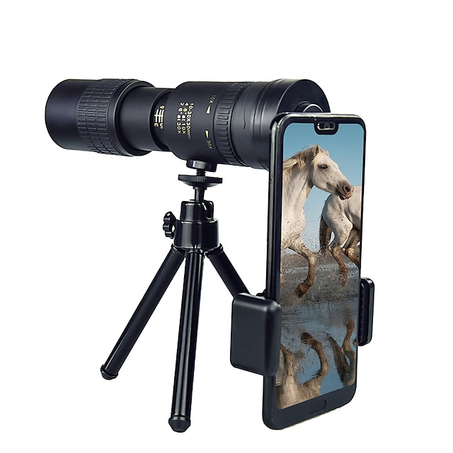  Telescop monocular hd de 10-30040 mm cu adaptor pentru smartphone clar bak4 prismă lentilă fmc monocular pentru vizionarea stelei vizionarea păsărilor vânătoare camping vizionarea jocurilor de fotbal