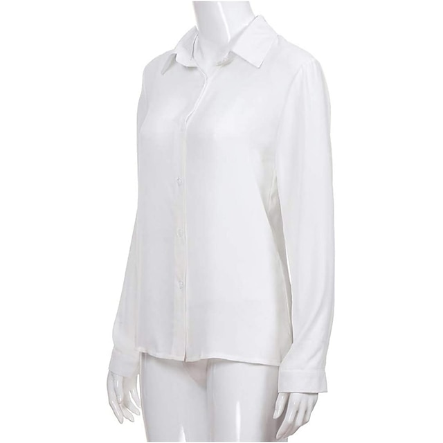 Women's Blouse Shirt Plain Shirt Collar Business Basic Elegant Tops ...