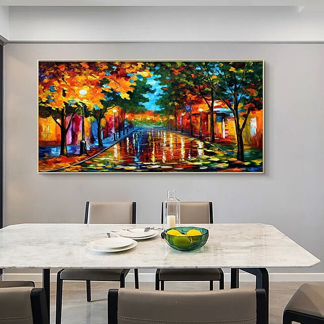 Oil Painting Handmade Hand Painted Wall Art Modern Abstract City lover