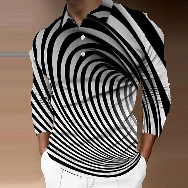 Men's Polo Shirt Golf Shirt Optical Illusion Graphic Prints Turndown ...