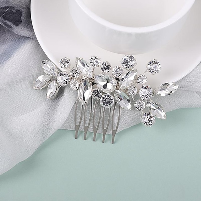  pieptene de păr de mireasă de cristal pentru nuntă, cu strass argintiu, agrafă de păr strălucitoare, accesorii de păr bijuterie pentru femei și fete (argintiu)