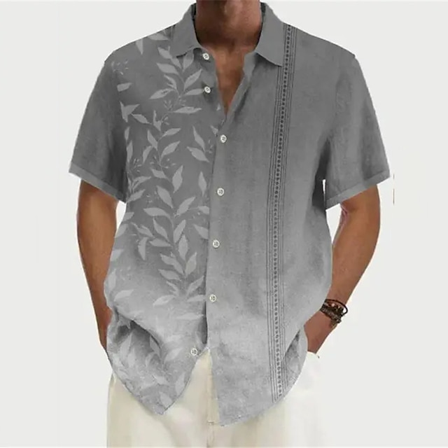 Men's Shirt Summer Hawaiian Shirt Gradient Graphic Prints Leaves ...