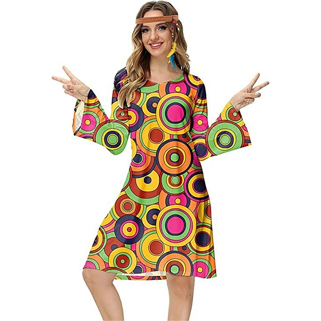 Hippie Retro Vintage 1970s Disco Dress Women's Costume Vintage Cosplay ...