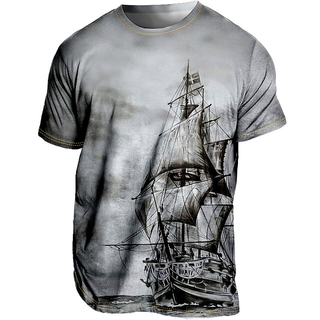 Men's T shirt Tee Tee Graphic Ship Crew Neck Clothing Apparel 3D Print Outdoor Casual Daily Sports Short Sleeve Print Vintage Fashion Designer 5