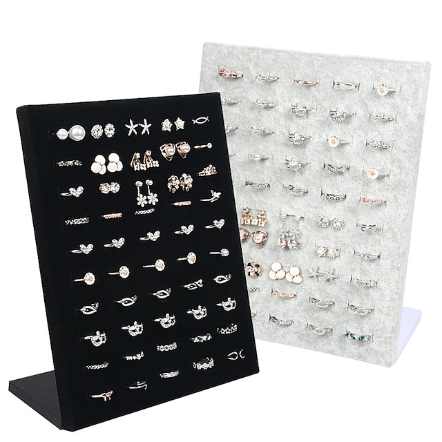 vitrine de velours présentoirs de bagues de bijoux support de planche de support boîte de rangement organisateur de plaque