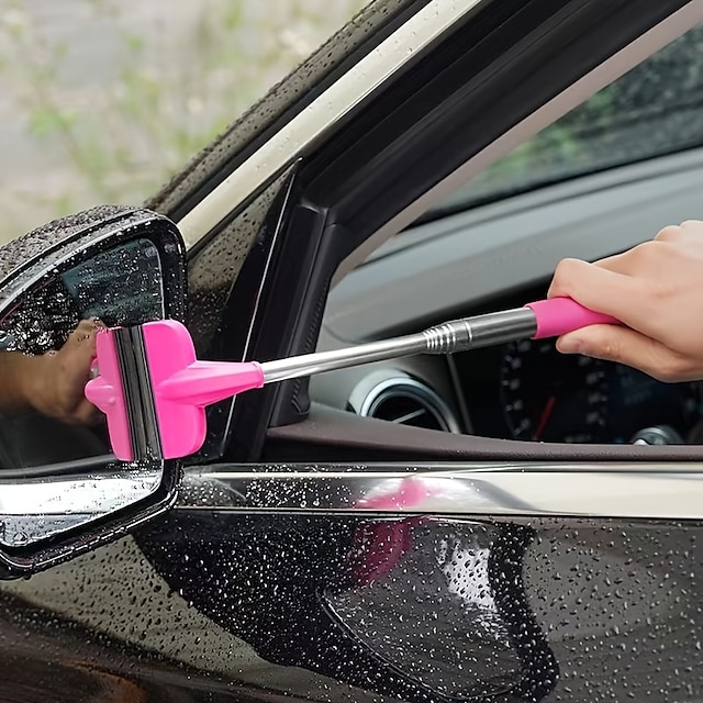  Multifunctional Retractable Portable Wiper Clean Car Rearview Mirror Wiper 2-in-1 Window CleanerGreat For Gas Station Glass Shower Windshield