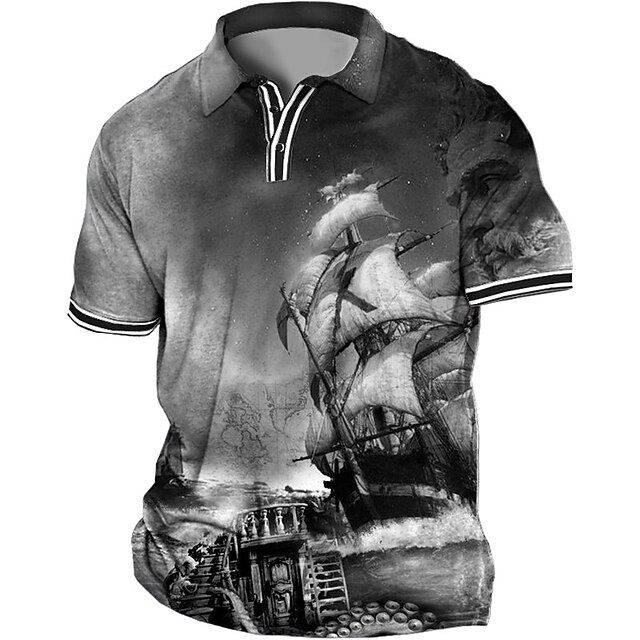 Men's Plus Size Polo Shirt Big and Tall Graphic Prints Turndown Print Short Sleeve Spring & Summer Sports Fashion Streetwear Designer Outdoor Street Tops 5