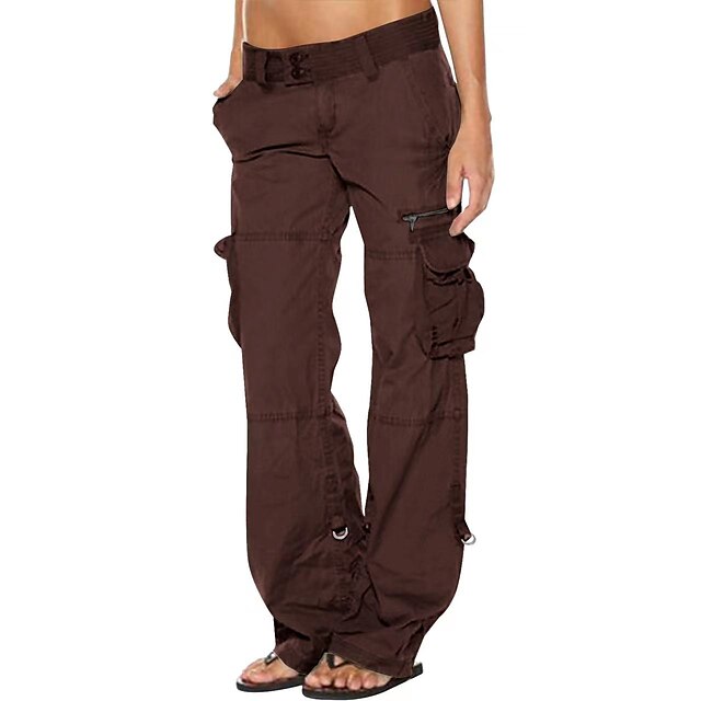 Women's Cargo Pants Normal Cotton Blend Plain Black Pink Chic & Modern ...
