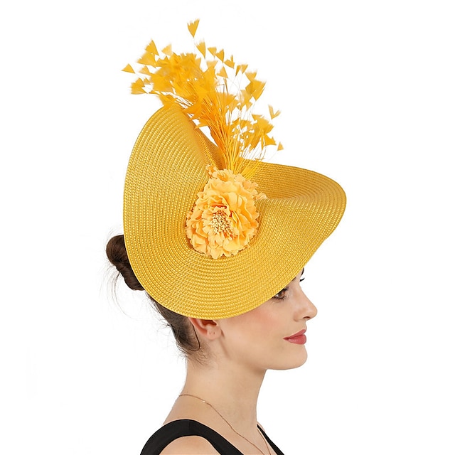 Biruil Damen Fascinator Hut - Sinamay Feder Tee Party Pillbox Blume Derby