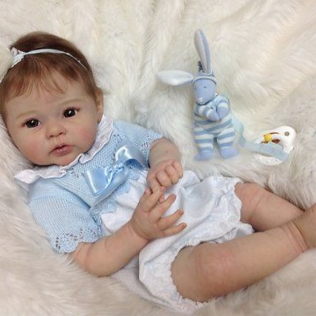  20-Zoll-Rabe, fertig bemalte, wiedergeborene Puppe, lebensechte Soft-Touch-Babypuppe, 3D-Haut, sichtbare Adern mit Wurzelhaar