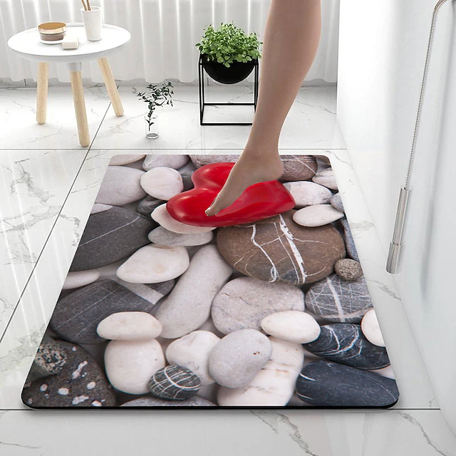 Diatomaceous Earth Bath Mat Smooth Stone Super Absorbent Bathroom Rug Door Mat New Design 10