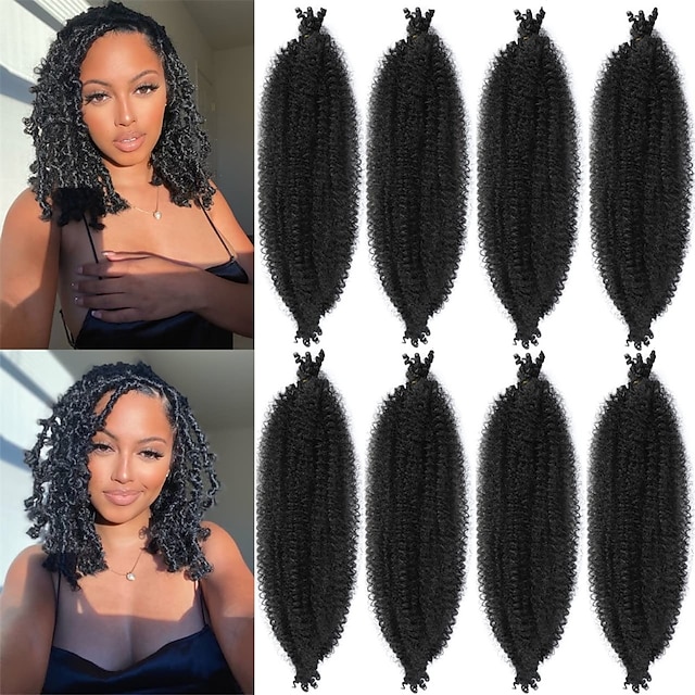  8 pacotes pré-separados de cabelo elástico afro torcido adequado para cabelos trançados sintéticos marley danificados e macios