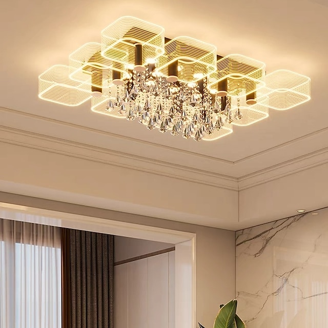  led csillárok szabályozható mennyezeti lámpák 10-es lámpák 110cm modern luxus geometriai dizájn 150cm aranykristály otthoni enteriőrbe konyhai hálószoba kreatív lámpafény