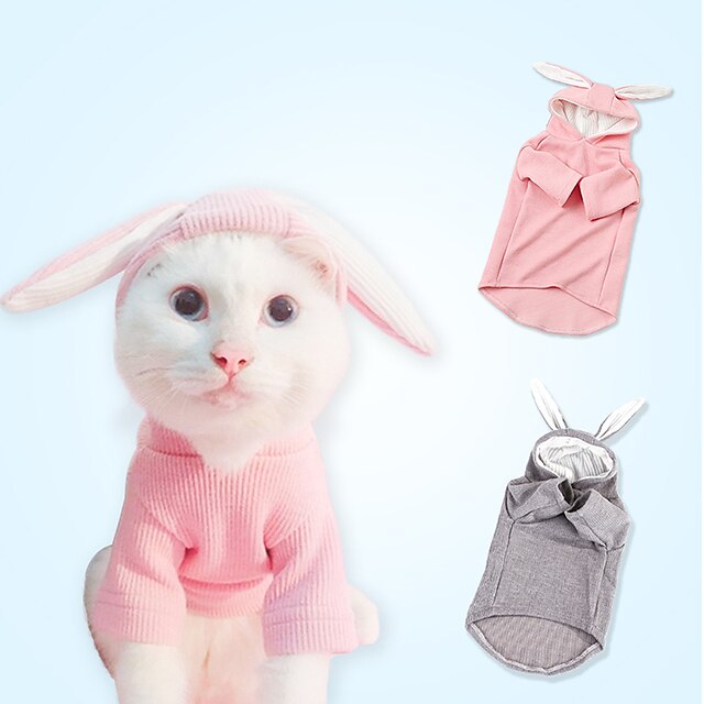  Dog Cat Hoodie Fashion Cute Outdoor Casual Daily Dog Clothes Puppy Clothes Dog Outfits Soft Pink Grey Costume for Girl and Boy Dog Cotton XS S M L XL XXL