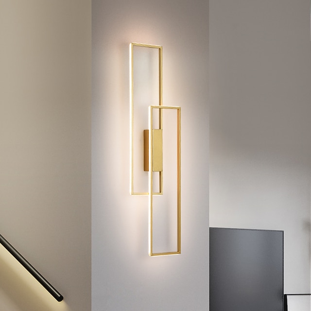  lightinthebox led kinkiety kryty złoty prostokąt podwójne światło oświetlenie do montażu na ścianie nowoczesne oświetlenie led metalowa ściana do sypialni jadalnia lampka nocna salon