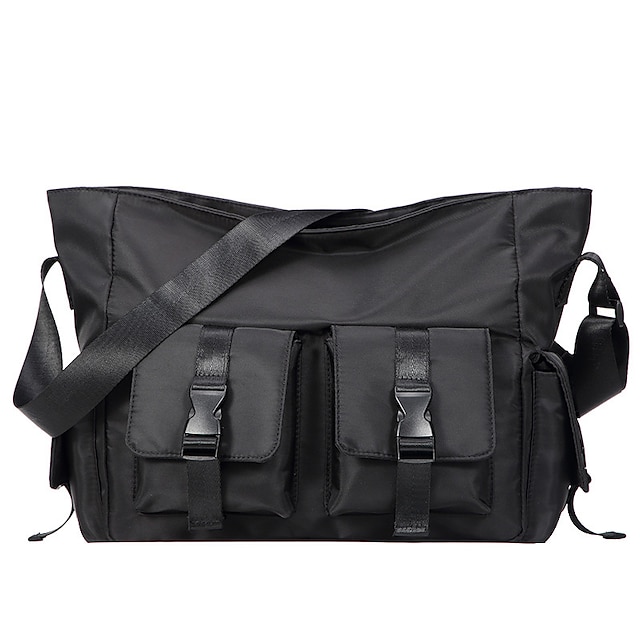  Men's Crossbody Bag Shoulder Bag Gym Bag Oxford Cloth Daily Holiday Zipper Adjustable Large Capacity Waterproof Solid Color Black