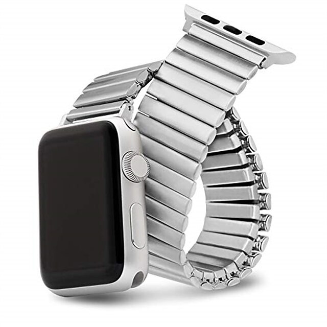  Solo Loop Link Bracelet Compatible with Apple Watch band 38mm 40mm 41mm 42mm 44mm 45mm 49mm Elastic Metal Clasp Stretchy Stainless Steel Strap Replacement Wristband for iwatch Series Ultra 8 7 6 5 4