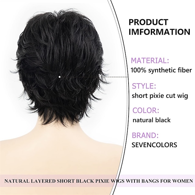 SEVENCOLORS Short Blonde Pixie Cut Wigs For White Women Blonde Mix Brown Synthetic Wigs Natural Looking Short Hair Wig With Bangs