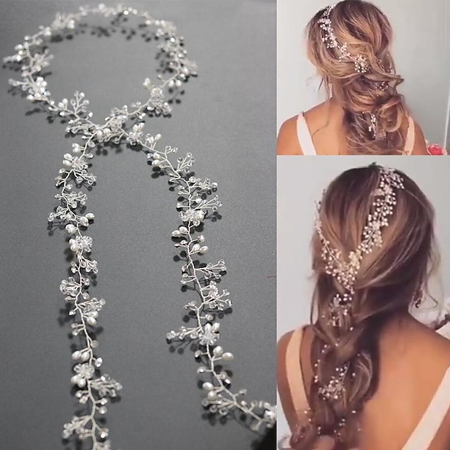  lenza artificiale perle stringa catena di perline ghirlanda di fiori decorazione della festa nuziale forniture per feste fascia per capelli da 1 m perla bella fascia da sposa perla