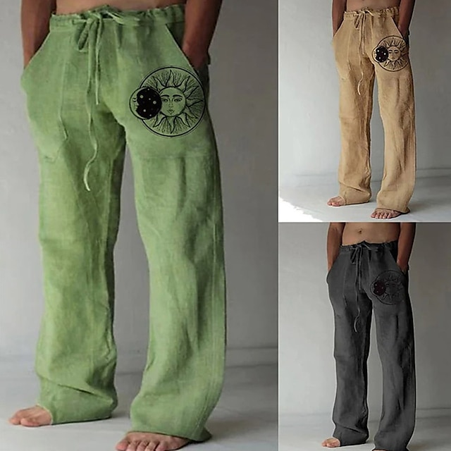 Men's Linen Pants Trousers Summer Pants Beach Pants Sun Graphic Prints ...