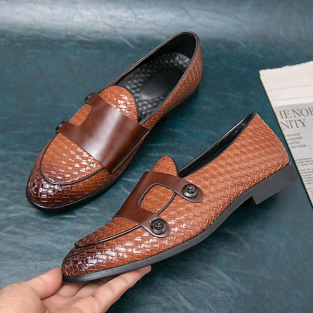  Men's Loafers & Slip-Ons Dress Loafers Plus Size Classic Loafers Casual British Daily Party & Evening PU Loafer Black Brown Spring Fall