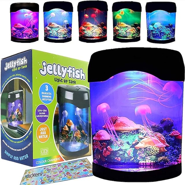  tanque de medusas mundo marino natación luz de humor led colorido acuario luces nocturnas lámpara para niños luces decorativas