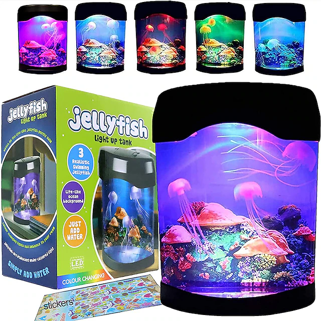 Jellyfish Tank Marine World Swimming Mood Light LED Colorful Aquarium Night Lights Children's Lamp Decorative Lights 20