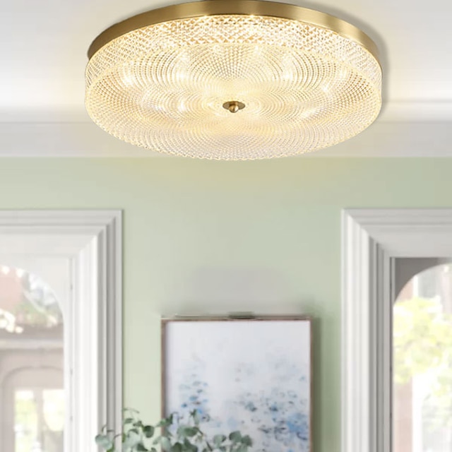  Luz de techo led regulable 35cm diseño circular luces de techo de cobre para sala de estar 110-240v