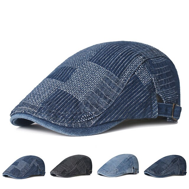 Men's Flat Cap Black Blue Denim Streetwear Stylish 1920s Fashion Outdoor Daily Going out Lattice Warm 10