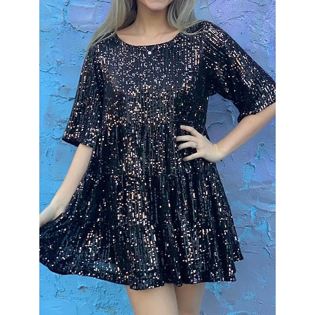 Women's Party Dress Sequin Dress Dress Mini Dress Black