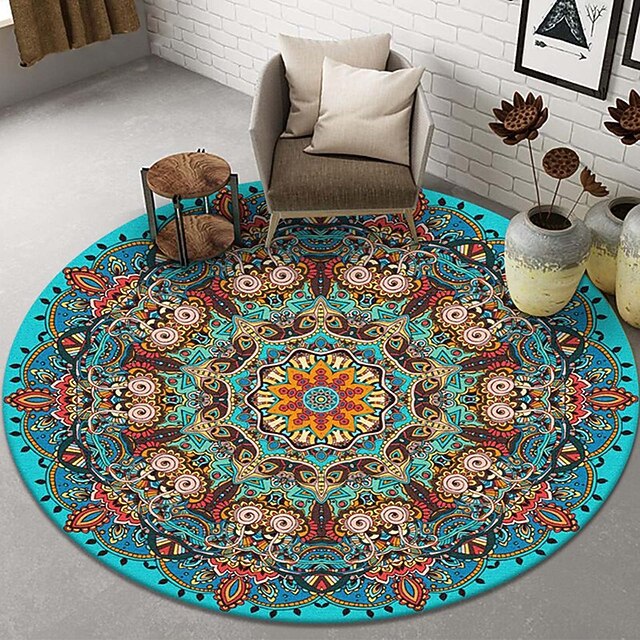 Persian Carpet Area Rug Swivel Chair Hanging Basket Round Rug Ethnic