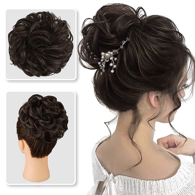 Messy Bun Hair Piece Synthetic Hair Buns Chignon Hair Piece Scrunchie Curly Hair Bun Extension