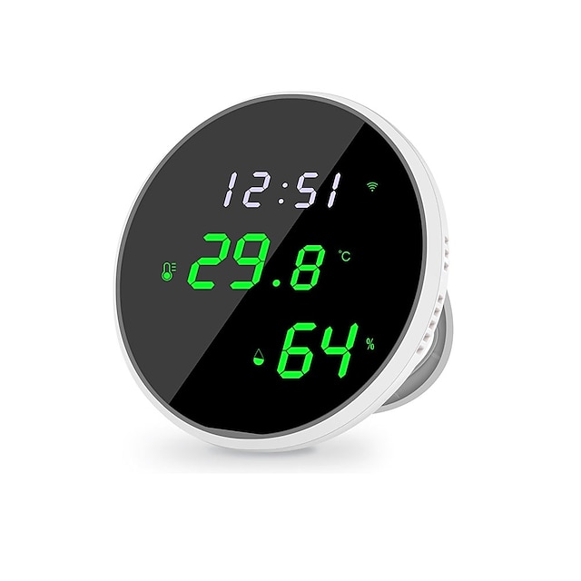  tuya wifi temperatur fuktighetssensorer smart innendørs hygrometer termometer med LCD-skjerm bakgrunnsbelysning støtte google home alexa