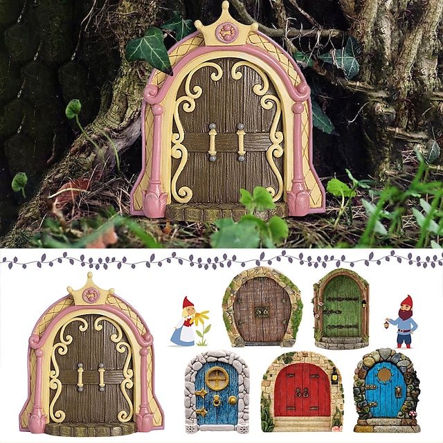  puerta de hadas para árboles, puerta de hadas para puerta de decoración de jardín, puerta de árbol en miniatura, puerta en miniatura para decoración de árboles, puertas en miniatura para árboles al aire libre