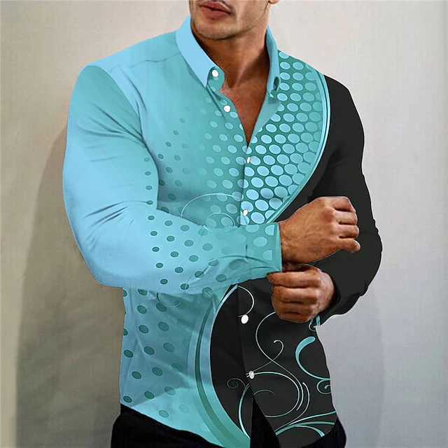 Men's Shirt Button Up Shirt Long Sleeve Tropical Fashion Designer Outdoor Casual Daily Fall & Winter Turndown Print Button-Down Blue Gold Green Gray 5