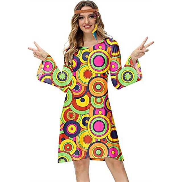 Hippie Retro Vintage 1970s Disco Dress Women's Costume Vintage Cosplay ...