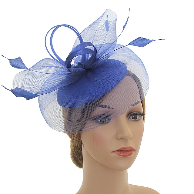  Fascinators Kentucky Derby Hat Headwear Organza Polyester / Polyamide Fedora Hat Floppy Hat Veil Hat Tea Party Horse Race Ladies Day Vintage Style Vintage Elegant With Feather Appliques
