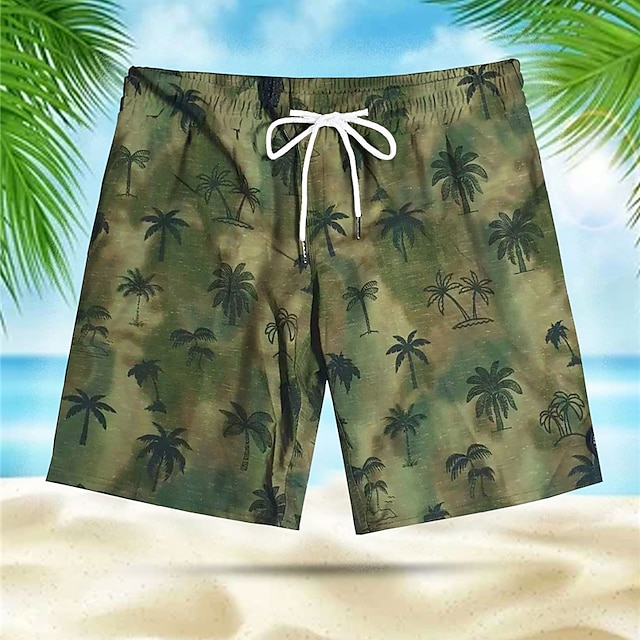  Men's Swim Trunks Swim Shorts Board Shorts Bathing Suit Drawstring with Pockets Swimming Surfing Beach Water Sports Tropical Printed Spring Summer